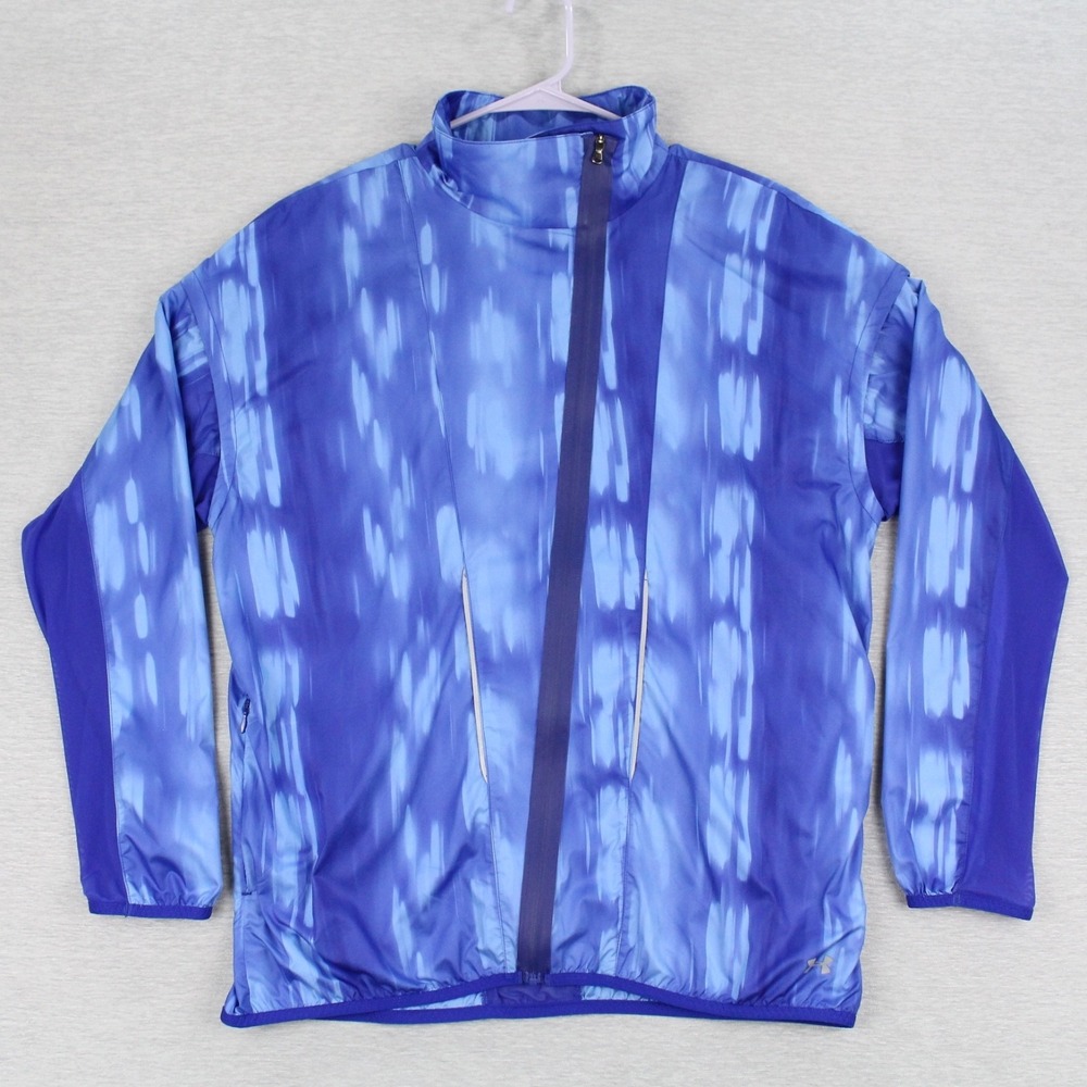 Under Armour Stunner Zip Up Running Jacket Womens Size M Blue Vented Polyester